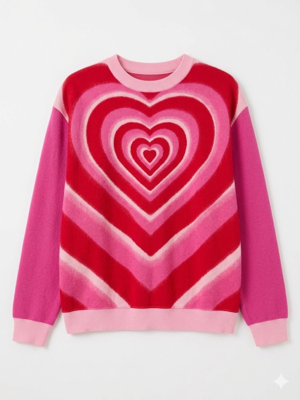 Wild Fable Oversized Pink & Red Concentric Heart Crewneck Sweatshirt Size Medium